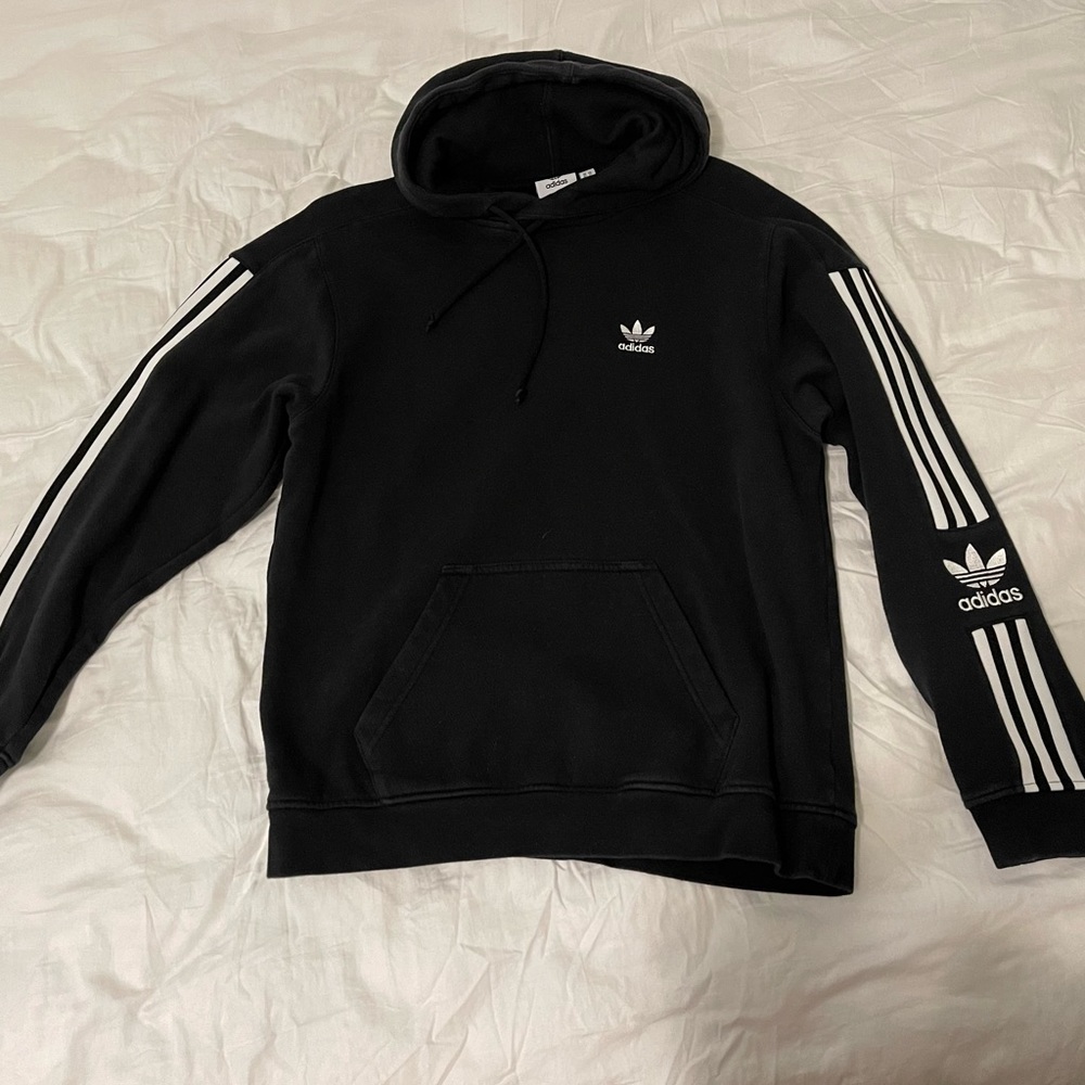 Adidas Three Stripes Black Hoodie